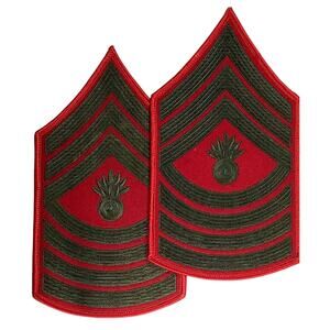 1 Set US Marine Corps Master Gunnery Sergeant, Green/Red, 6-1/4"H x 3-1/2"W